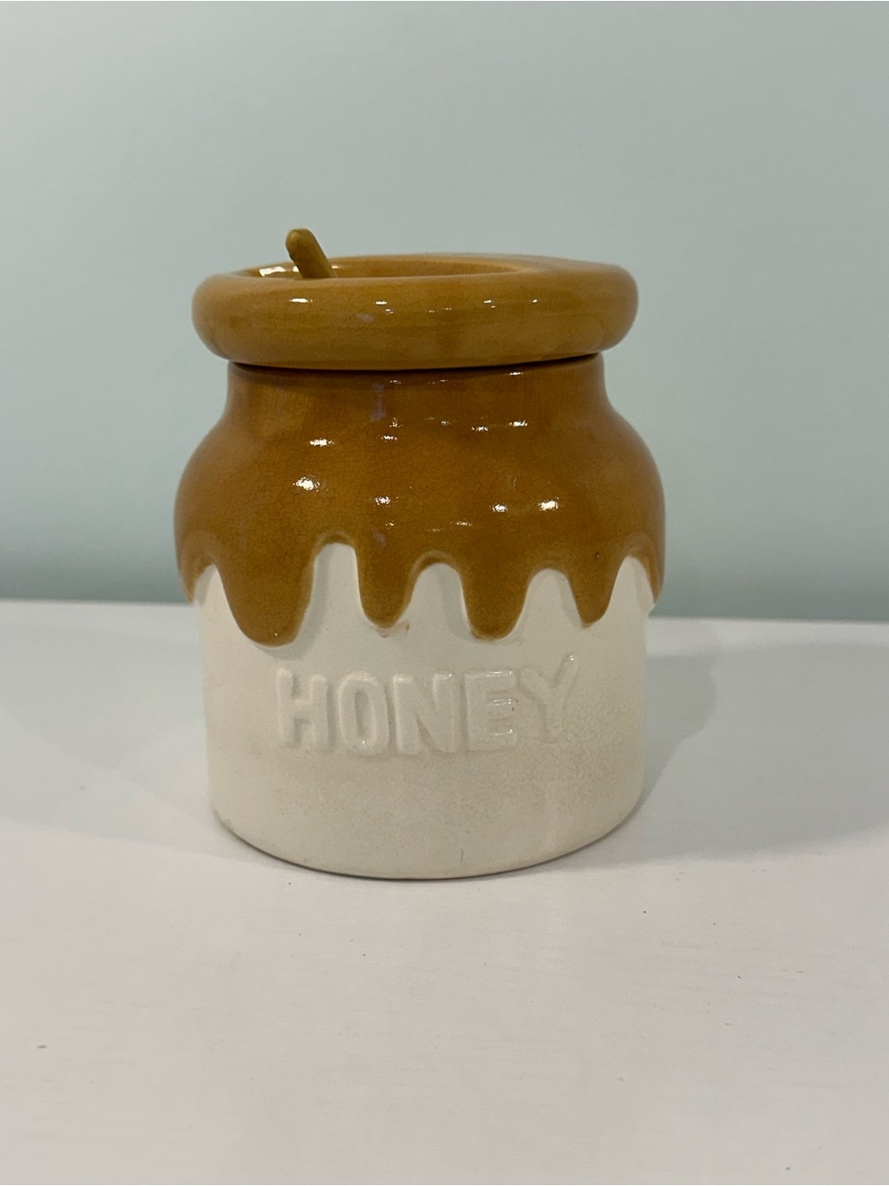Vintage 1981 Teleflora Ceramic Honey Pot Jar With Lid & Dipper